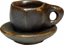 B142 Brown ceramic Coffee Cup & Saucer