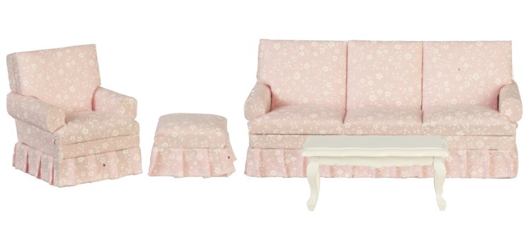 T5663 LIVING ROOM SET/4/PINK & WHITE - Click Image to Close