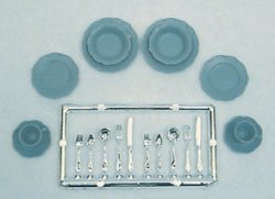 Dishes & Silver Minikit, Blue Plastic 20pc