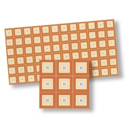 Orange, tan & blue Floor Tile 9 1/2" x 4 1/2"