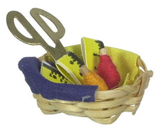 Basket W/Thread/Scissors - Click Image to Close