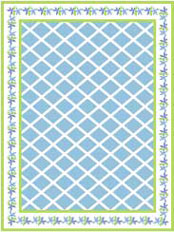 1/4 scale Floorcloth: Blue Petals BPFC102