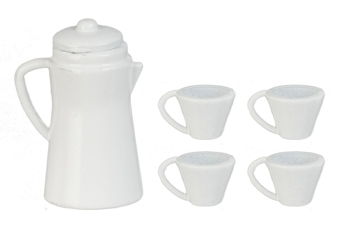 White Coffee Set, 5pcs - Click Image to Close
