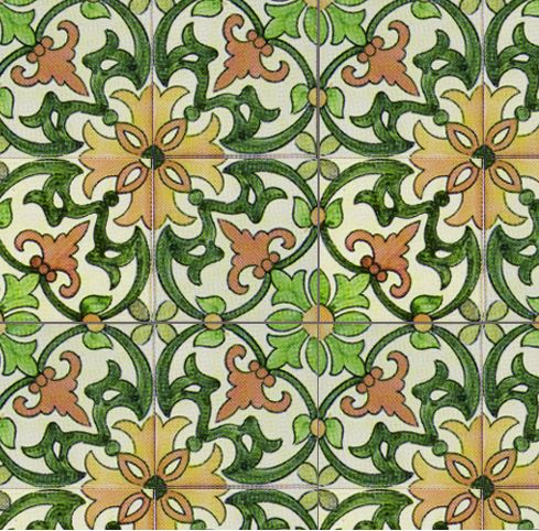 Green Mediterranean tile Motif - Click Image to Close