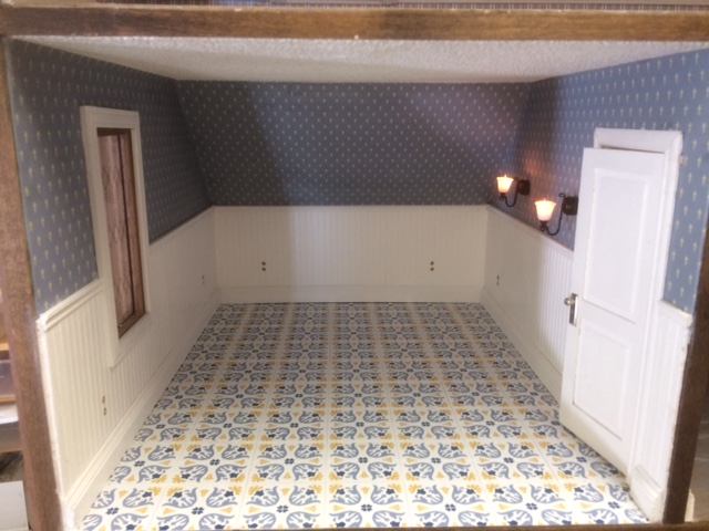 Blue & Dark Yellow Mosaic Floor Tile - Click Image to Close